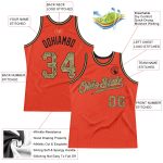 Personalized Orange Camo-Old Gold Authentic Throwback Basketball Jersey Team Custom Name and Number