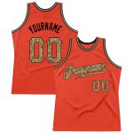 Personalized Orange Camo-Old Gold Authentic Throwback Basketball Jersey Team Custom Name and Number