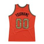 Personalized Orange Camo-Old Gold Authentic Throwback Basketball Jersey Team Custom Name and Number