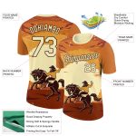 Personalized Orange City Cream-Brown 3D Pattern Design Cowboy Rodeo Performance T-Shirt Team Custom Name and Number