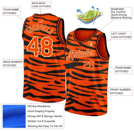 Personalized Orange Cream 3D Pattern Design Tiger Print Authentic Basketball Jersey Team Custom Name and Number