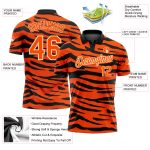 Personalized Orange Cream-Black 3D Pattern Design Tiger Print Performance Golf Polo Shirt Team Custom Name and Number
