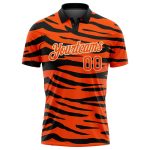 Personalized Orange Cream-Black 3D Pattern Design Tiger Print Performance Golf Polo Shirt Team Custom Name and Number