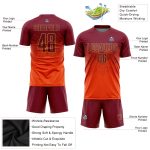 Personalized Orange Crimson-Old Gold Sublimation Soccer Uniform Jersey Team Custom Name and Number