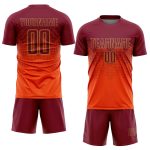 Personalized Orange Crimson-Old Gold Sublimation Soccer Uniform Jersey Team Custom Name and Number