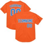 Personalized Orange Electric Blue-White Mesh Authentic Throwback Baseball Jersey Team Custom Name and Number