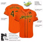Personalized Orange Gold Pinstripe Black-Gold Authentic Baseball Jersey Team Custom Name and Number