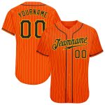 Personalized Orange Gold Pinstripe Black-Gold Authentic Baseball Jersey Team Custom Name and Number
