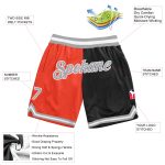 Personalized Orange Gray-Black Authentic Throwback Split Fashion Basketball Shorts Team Custom Name and Number