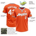 Personalized Orange Gray Pinstripe White Two-Button Unisex Softball Jersey Team Custom Name and Number