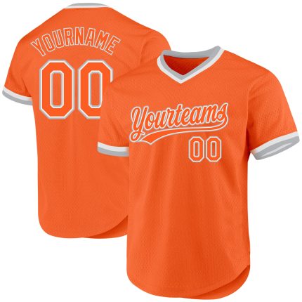 Personalized Orange Gray-White Authentic Throwback Baseball Jersey Team Custom Name and Number