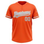 Personalized Orange Gray-White Two-Button Unisex Softball Jersey Team Custom Name and Number