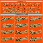 Personalized Orange Green-Cream Bomber Full-Snap Varsity Letterman Jacket Team Custom Name and Number