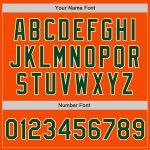Personalized Orange Green-Cream Bomber Full-Snap Varsity Letterman Two Tone Jacket Team Custom Name and Number