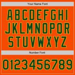Personalized Orange Green-Gold Bomber Full-Snap Varsity Letterman Jacket Team Custom Name and Number