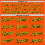 Personalized Orange Green-Gold Bomber Full-Snap Varsity Letterman Jacket Team Custom Name and Number