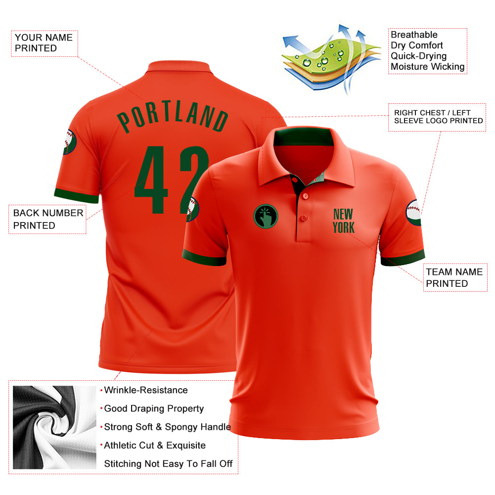 Personalized Orange Green Performance Golf Polo Shirt Team Custom Name and Number Personalized Orange Green Performance Golf Polo Shirt Team Custom Name and Number - Image 3