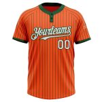 Personalized Orange Green Pinstripe White Two-Button Unisex Softball Jersey Team Custom Name and Number