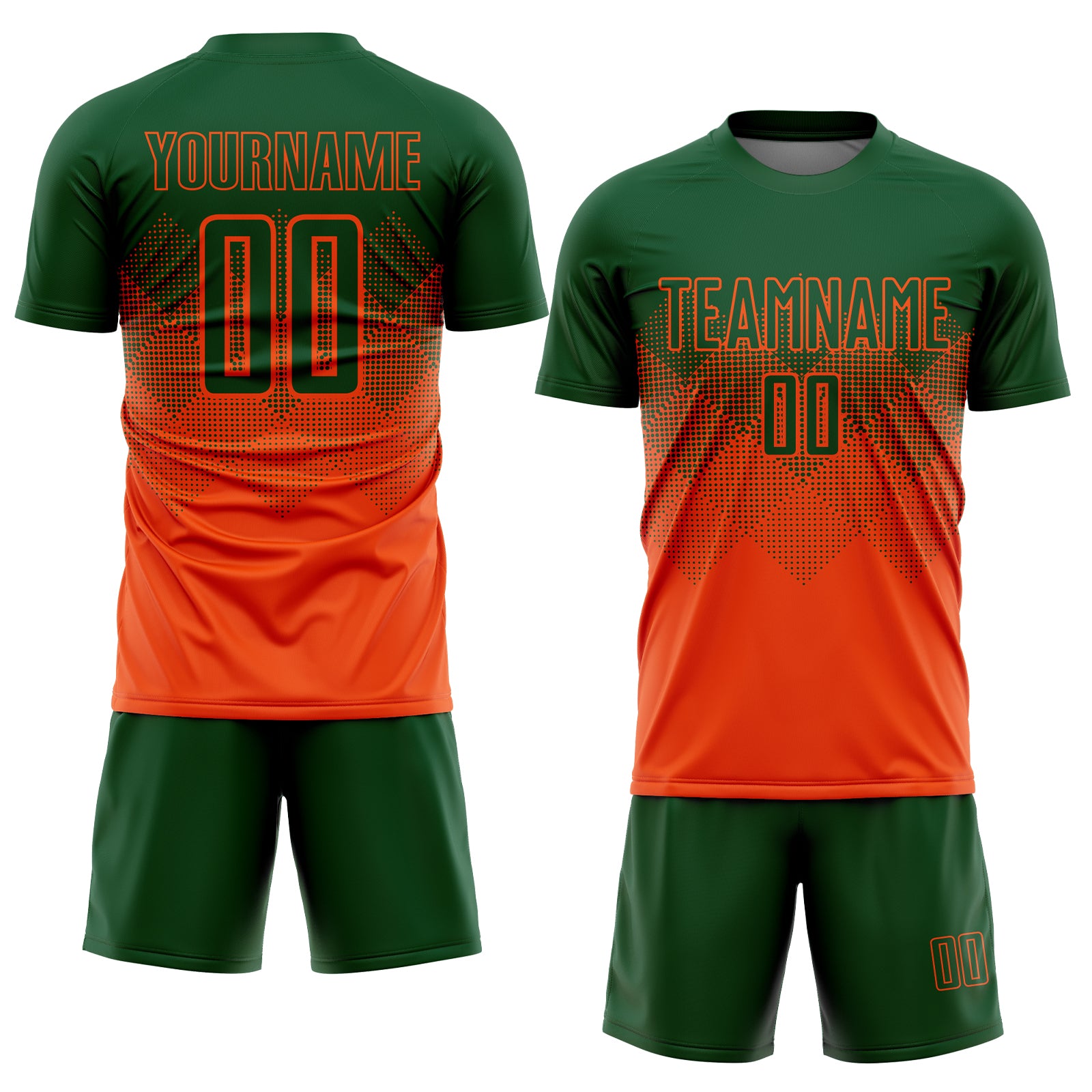 Personalized Orange Green Sublimation Soccer Uniform Jersey Team Custom Name and Number Personalized Orange Green Sublimation Soccer Uniform Jersey Team Custom Name and Number - Image 2