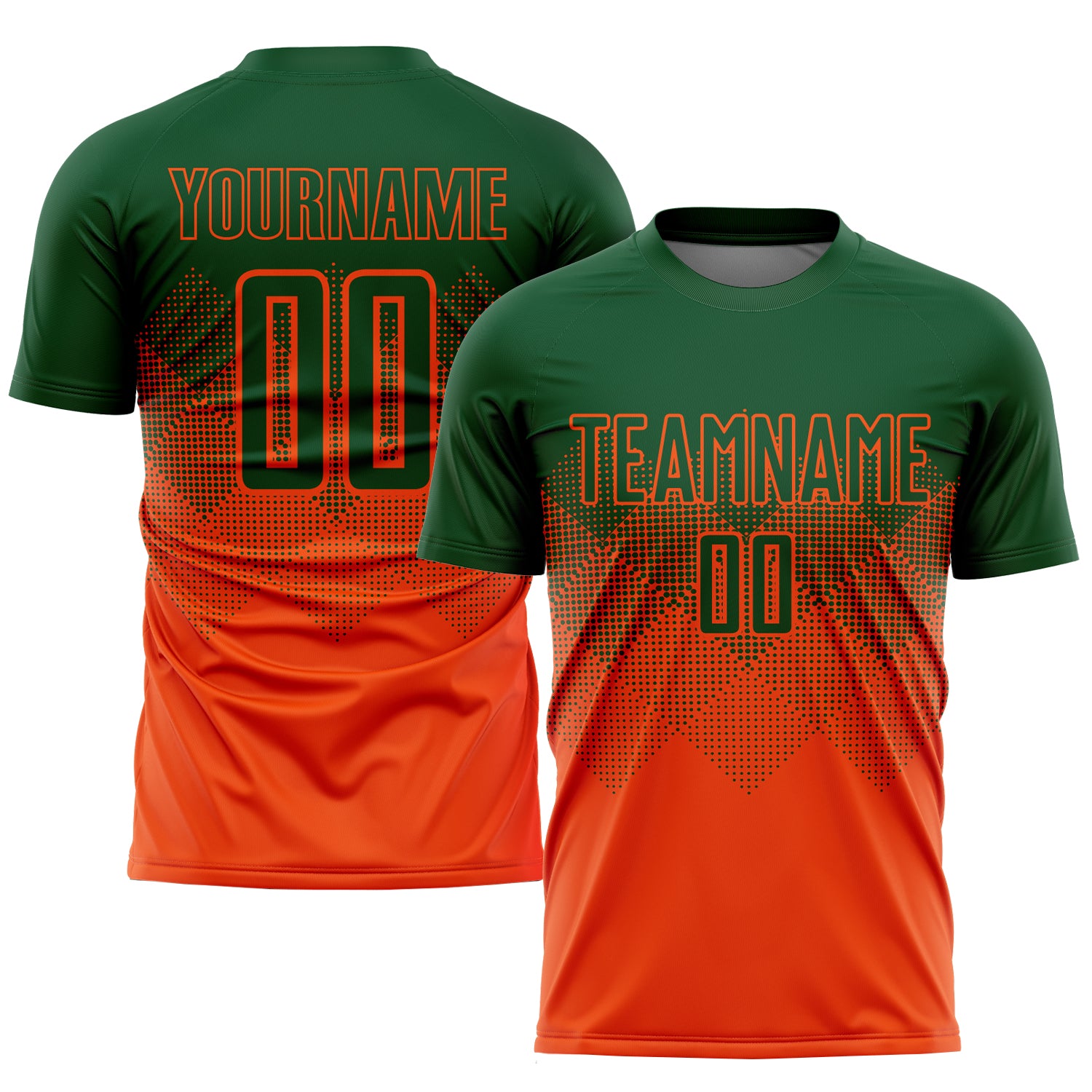 Personalized Orange Green Sublimation Soccer Uniform Jersey Team Custom Name and Number