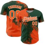 Personalized Orange Green-White 3D Pattern Design Abstract Brush Stroke Authentic Baseball Jersey Team Custom Name and Number
