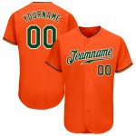 Personalized Orange Green-White Authentic Baseball Jersey Team Custom Name and Number