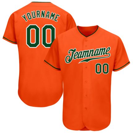 Personalized Orange Green-White Authentic Baseball Jersey Team Custom Name and Number