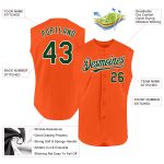 Personalized Orange Green-White Authentic Sleeveless Baseball Jersey Team Custom Name and Number