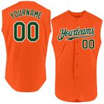 Personalized Orange Green-White Authentic Sleeveless Baseball Jersey Team Custom Name and Number