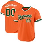 Personalized Orange Green-White Authentic Throwback Baseball Jersey Team Custom Name and Number