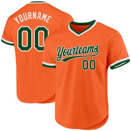 Personalized Orange Green-White Authentic Throwback Baseball Jersey Team Custom Name and Number