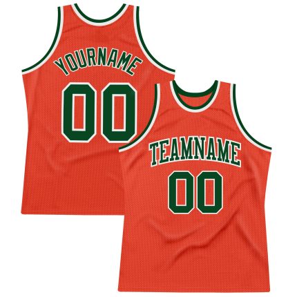 Personalized Orange Green-White Authentic Throwback Basketball Jersey