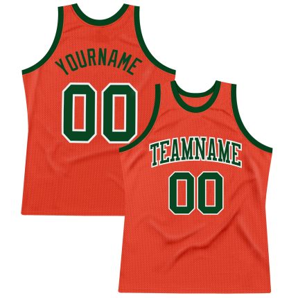 Personalized Orange Green-White Authentic Throwback Basketball Jersey Team Custom Name and Number