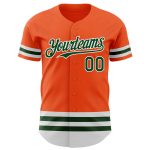 Personalized Orange Green-White Line Authentic Baseball Jersey Team Custom Name and Number