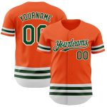 Personalized Orange Green-White Line Authentic Baseball Jersey Team Custom Name and Number
