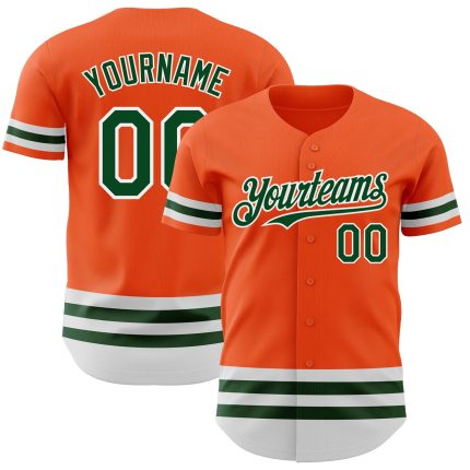 Personalized Orange Green-White Line Authentic Baseball Jersey Team Custom Name and Number