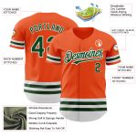 Personalized Orange Green-White Line Authentic Baseball Jersey Team Custom Name and Number