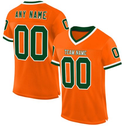 Personalized Orange Green-White Mesh Authentic Throwback Football Jersey Team Custom Name and Number