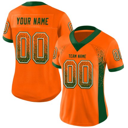 Personalized Orange Green-White Mesh Drift Fashion Football Jersey Team Custom Name and Number