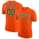Personalized Orange Green-White Performance T-Shirt Team Custom Name and Number