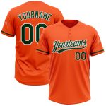 Personalized Orange Green-White Two-Button Unisex Softball Jersey