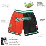 Personalized Orange Kelly Green-Black Authentic Throwback Split Fashion Basketball Shorts Team Custom Name and Number