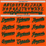 Personalized Orange Kelly Green Black-Cream Bomber Full-Snap Varsity Letterman Two Tone Jacket Team Custom Name and Number
