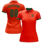 Personalized Orange Kelly Green Performance Golf Polo Shirt Team Custom Name and Number
