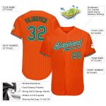 Personalized Orange Kelly Green Pinstripe Kelly Green-Black Authentic Baseball Jersey Team Custom Name and Number
