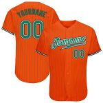 Personalized Orange Kelly Green Pinstripe Kelly Green-Black Authentic Baseball Jersey Team Custom Name and Number