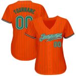 Personalized Orange Kelly Green Pinstripe Kelly Green-Black Authentic Baseball Jersey Team Custom Name and Number