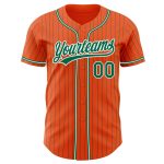 Personalized Orange Kelly Green Pinstripe Kelly Green-White Authentic Baseball Jersey