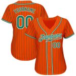 Personalized Orange Kelly Green Pinstripe Kelly Green-White Authentic Baseball Jersey Team Custom Name and Number