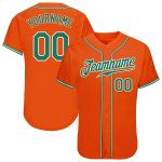 Personalized Orange Kelly Green Pinstripe Kelly Green-White Authentic Baseball Jersey Team Custom Name and Number
